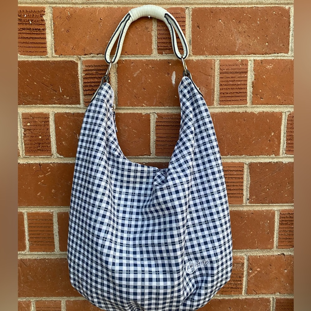 Vintage Candies Blue & White Checkered Shoulder Bag